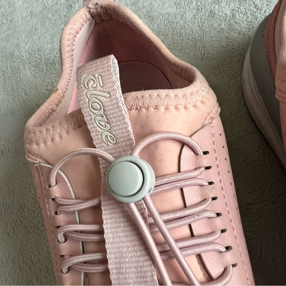 Clove Classic Nursing Clarino Vegan Leather Elastic Cushion Sneaker Shoe Pink Up - Picture 8 of 17